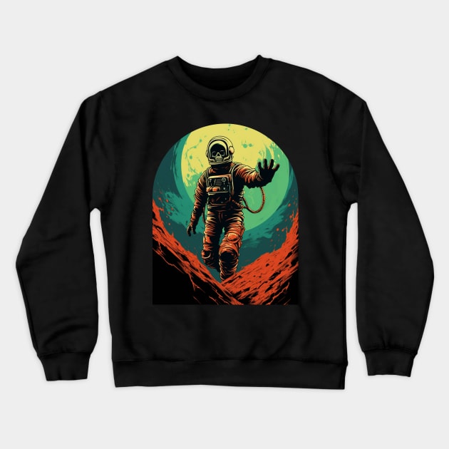 Skeleton Astronaut Sci Fi Horror Crewneck Sweatshirt by ForbiddenGeek